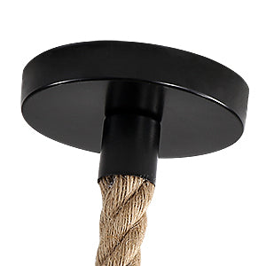 GOECO Lámpara de Cuerda de Cáñamo, Lámpara Colgante de Metal Negro Retro, Lámparas Colgantes de Campo, Lámpara de Techo de Pasillo E27 Accesorio de Iluminación para Sala de Estar Dormitorio Decorar el Hogar 220V