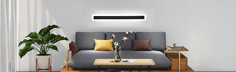 Luces de pared LED, lámpara de iluminación de pared moderna 22W 6000K, lámpara LED negra de aluminio de 60 cm, lámpara de pared decorativa para dormitorio sala de estar (luz blanca fría)