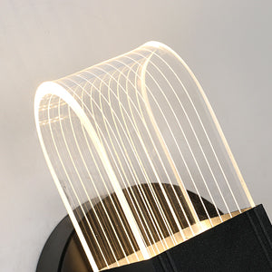 Lámpara de pared LED, lámpara de pared LED moderna regulable, lámpara de pared interior acrílica ovalada negra de 10 W para dormitorio, mesita de noche, sala de estar, 3000-6500K
