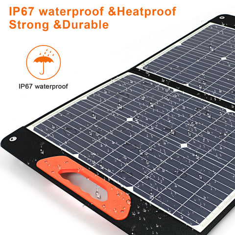 Panel solar portátil plegable de 75 W, 3 puertos DC/PD 45 W/QC3.0/USB compatible con la mayoría de generadores solares portátiles/estaciones eléctricas/teléfonos/portátiles para viajes/camping/RV
