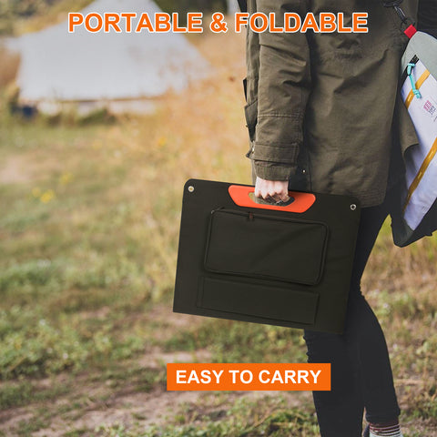 Panel solar portátil plegable de 75 W, 3 puertos DC/PD 45 W/QC3.0/USB compatible con la mayoría de generadores solares portátiles/estaciones eléctricas/teléfonos/portátiles para viajes/camping/RV