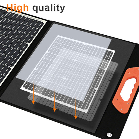 150W 20V Bolsa plegable solar ligera Silicio monocristalino Negro Camping Remolque Coche Océano