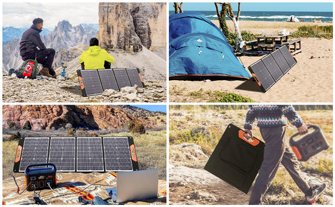 150W 20V Bolsa plegable solar ligera Silicio monocristalino Negro Camping Remolque Coche Océano