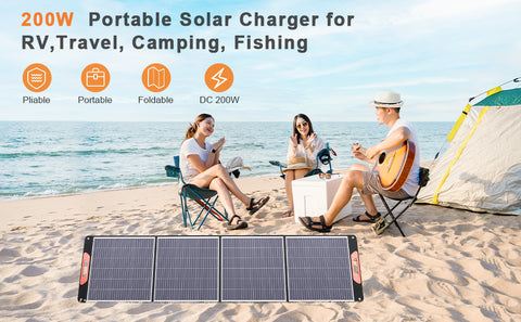 Kit de panel solar plegable portátil monocristalino de 200 W con 1 puerto USB para exteriores