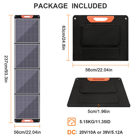 Kit de panel solar plegable portátil monocristalino de 200 W con 1 puerto USB para exteriores