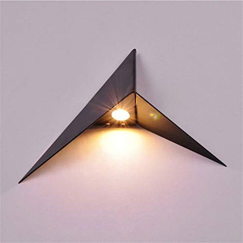 Lámpara de pared LED moderna, lámpara de pared con forma de triángulo de 3W, blanco frío 6000K, para dormitorio, restaurante, pasillo, cafetería, bar, color negro