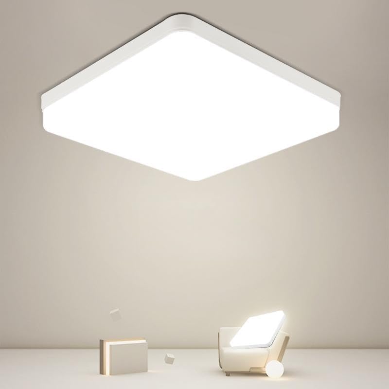 Plafonnier LED Carré, Lampe de Plafond LED, IP44 Plafonnier LED, Luminaire Plafonnier Applicable à Salle De Bain, Salon, Cuisine, Chambre, Couloir, Balcon 48W 4000K （30x30CM）