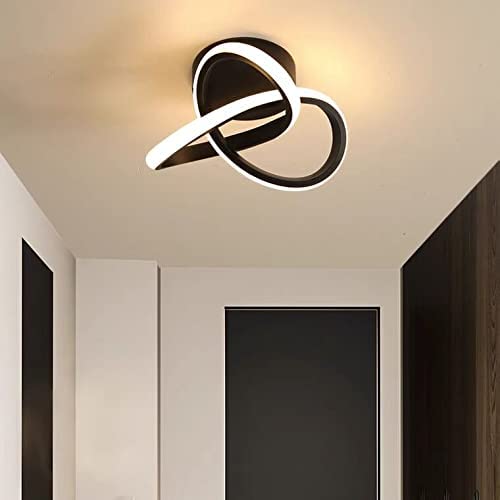 Plafonnier LED Moderne 22W 2500LM, Lustre Noire pour Chambre Salon Couloir