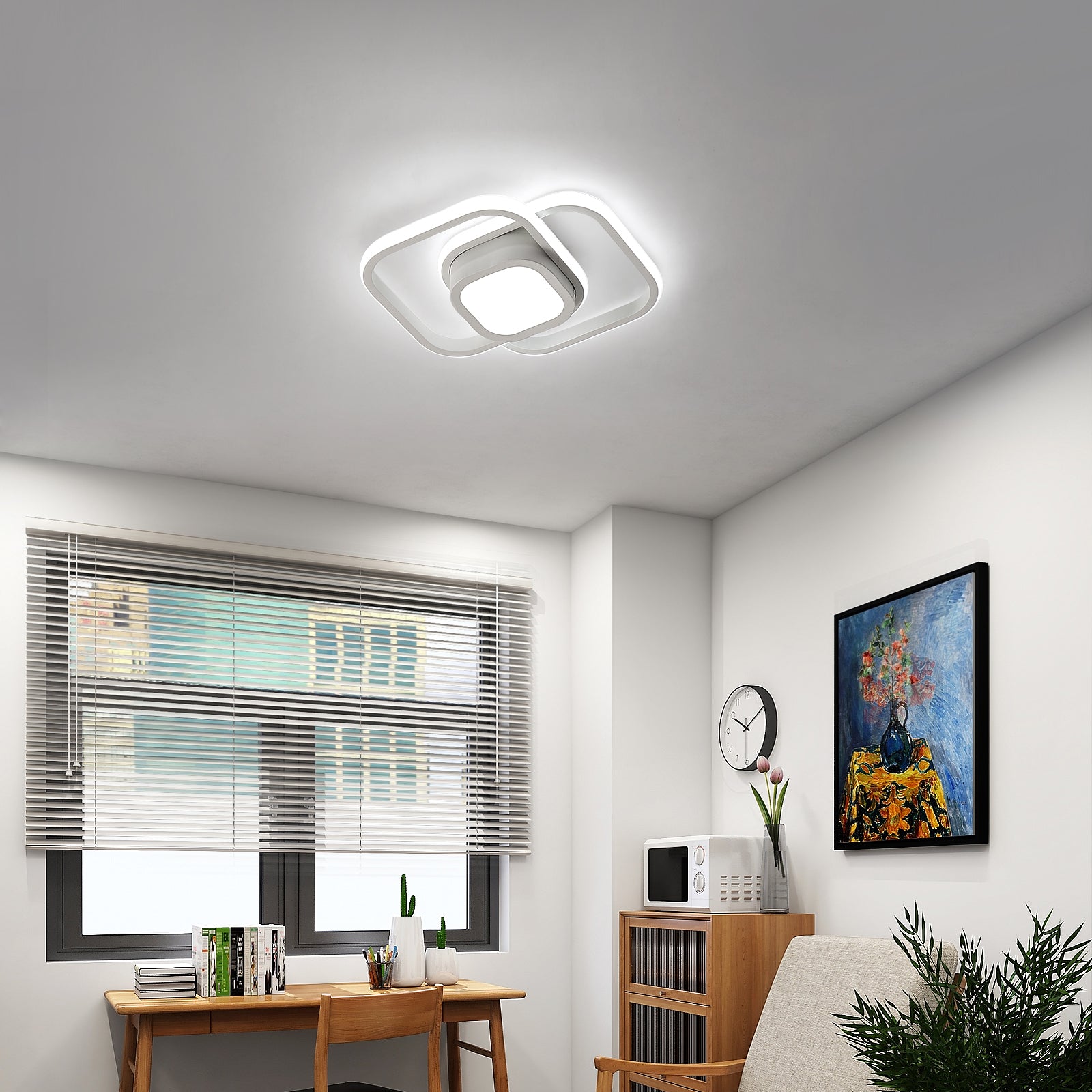 GOECO Plafonnier LED Moderne, 32W Lampe de Plafond, Luminaire Plafonnier 2500lm pour Salon