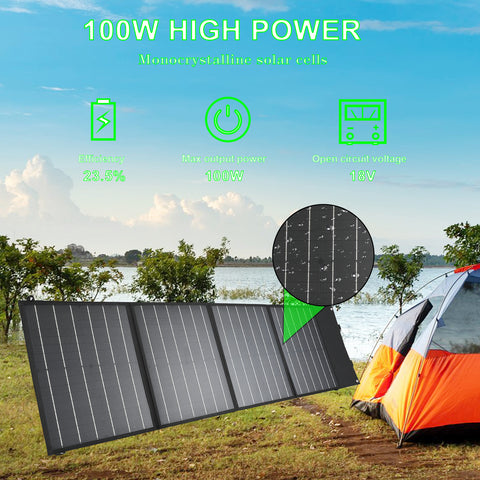 Título optimizado en francés: cargador solar plegable de 100 W y 18 V, bolsa portátil para actividades al aire libre