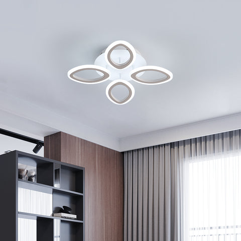 Lámpara de techo LED moderna regulable de 40 W, lámpara de techo con diseño en forma de flor, lámpara de pétalos de metal acrílico con control remoto adecuada para dormitorios, escaleras, pasillos, balcones, pasillos (4 luces)