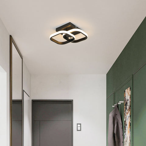 Luz de techo LED Luz de tres colores Luz de techo negra Diseño cuadrado doble Luces de techo de aluminio y hierro forjado Lámpara de sala de estar