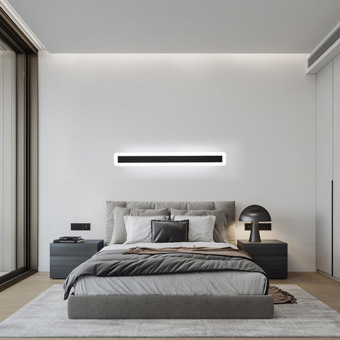 Luces de pared LED, lámpara de iluminación de pared moderna 22W 6000K, lámpara LED negra de aluminio de 60 cm, lámpara de pared decorativa para dormitorio sala de estar (luz blanca fría)