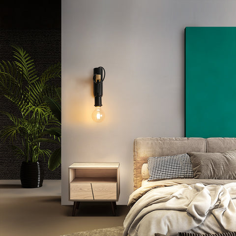Apliques de madera E27, aplique LED retro, lámpara de noche de pared para dormitorio, sala de estar, escalera, máximo 40W