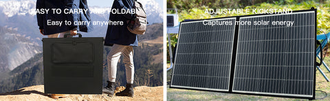Panel solar de 100 W para central eléctrica, carga solar portátil, carga rápida USB A QC3.0 PD 45 W USB-C Puertos CC IP65 IP65 para generador/energía solar, computadora portátil, iPads