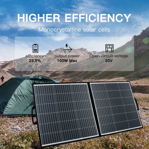 Panel solar de 100 W para central eléctrica, carga solar portátil, carga rápida USB A QC3.0 PD 45 W USB-C Puertos CC IP65 IP65 para generador/energía solar, computadora portátil, iPads