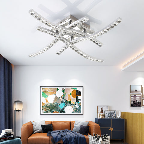 Lámpara de techo de cristal moderna, lámpara de techo LED nórdica con forma de onda, sala de estar, dormitorio, comedor, restaurante, Hotel, decoración del hogar