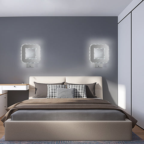 Lámpara de pared de cristal para interiores, 12 W, 1080 lm, moderna lámpara de pared LED de cristal, decoración, lámpara de pared para dormitorio, comedor, vestíbulo, blanco frío 6000 K