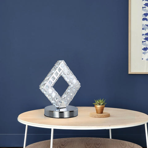 Lámpara de mesa moderna de cristal, lámpara de cristal LED, luz blanca 6000K.