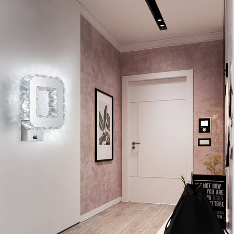 Lámpara de pared de cristal para interiores, 12 W, 1080 lm, moderna lámpara de pared LED de cristal, decoración, lámpara de pared para dormitorio, comedor, vestíbulo, blanco frío 6000 K
