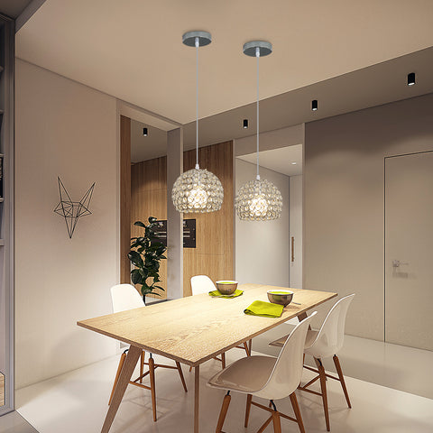 Lámpara de araña de cristal moderna Lámpara colgante de araña moderna E27 Lámpara colgante cromada con cable ajustable de 120 cm Adecuado para cocina, dormitorio, oficina, sala de estar (bombilla no incluida)