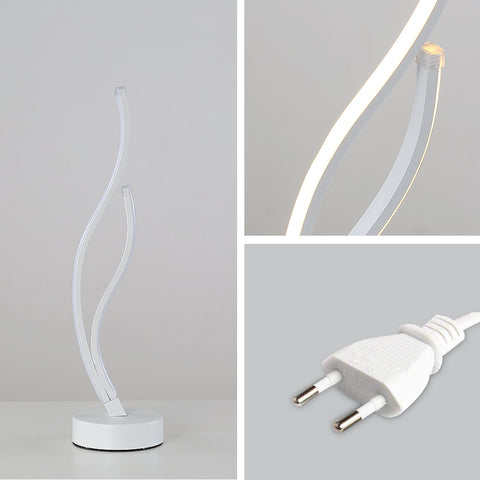 Lámpara de mesa LED Lámpara de mesa acrílica minimalista, lámpara de mesa de diseño de metal LED Lámpara de mesa ondulada Dormitorio Iluminación suave ILUMINACIÓN Ojo