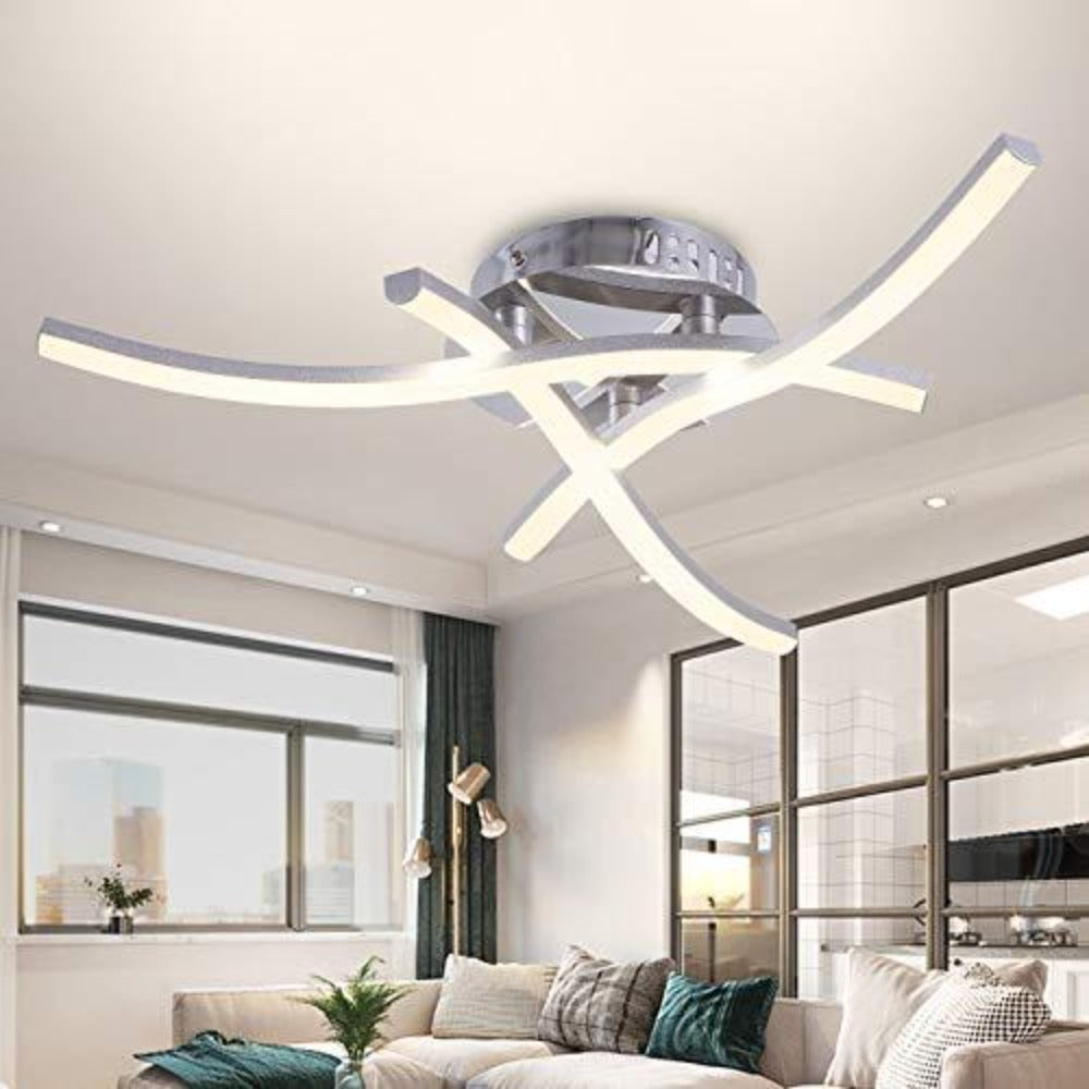 Lámpara de Techo LED de Diseño Moderno, Lámpara de Techo en Forma de Onda, Blanco Cálido 3000k, LED Integrados 18W 1.600Lm, Lámpara de Araña Moderna para Salón Dormitorio Comedor