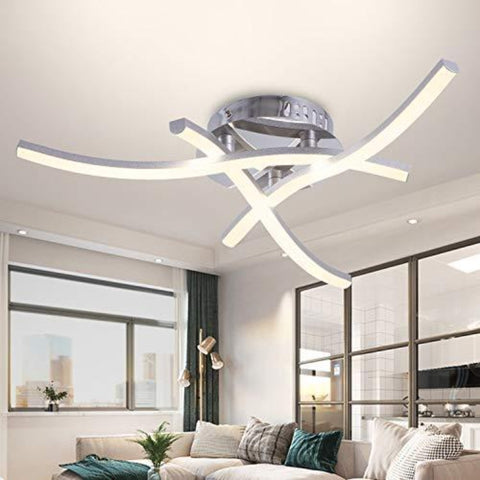 Lámpara de Techo LED de Diseño Moderno, Lámpara de Techo en Forma de Onda, Blanco Cálido 3000k, LED Integrados 18W 1.600Lm, Lámpara de Araña Moderna para Salón Dormitorio Comedor