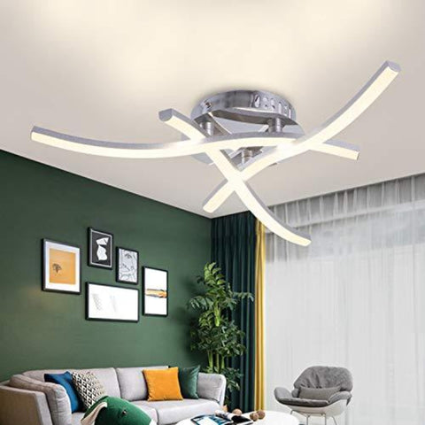 Lámpara de Techo LED de Diseño Moderno, Lámpara de Techo en Forma de Onda, Blanco Cálido 3000k, LED Integrados 18W 1.600Lm, Lámpara de Araña Moderna para Salón Dormitorio Comedor