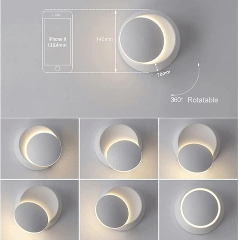 Lámpara de pared LED moderna, 2 lámparas de pared redondas, blanco cálido, 3000K, para dormitorio, sala de estar, pasillo, entrada, color blanco