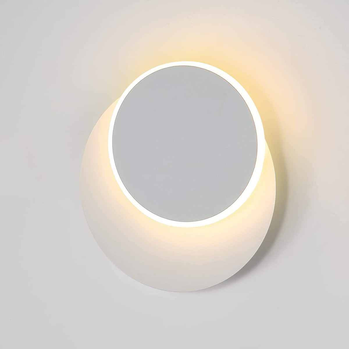 Apliques de Pared para Interiores 12W Blanco, Aplique de Pared LED Moderno, Eclipse Creativo 2 en 1, Giratorio 360 3000K Blanco Cálido, Luz de Iluminación para Sala de Estar, Escalera, Dormitorio