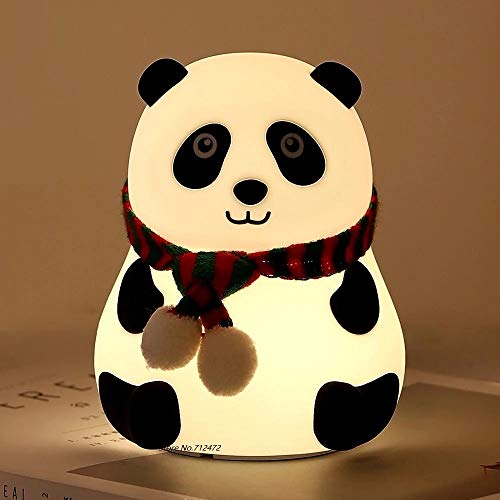 Linda luz nocturna de panda para niños, luz nocturna de silicona para guardería Kawaii, lámpara que cambia de 7 colores para dormitorio, decoración estética de la habitación, regalos de cumpleaños