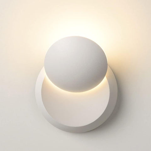 Lámpara de pared LED moderna, 2 lámparas de pared redondas, blanco cálido, 3000K, para dormitorio, sala de estar, pasillo, entrada, color blanco