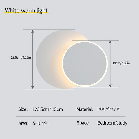 Apliques de Pared para Interiores 12W Blanco, Aplique de Pared LED Moderno, Eclipse Creativo 2 en 1, Giratorio 360 3000K Blanco Cálido, Luz de Iluminación para Sala de Estar, Escalera, Dormitorio