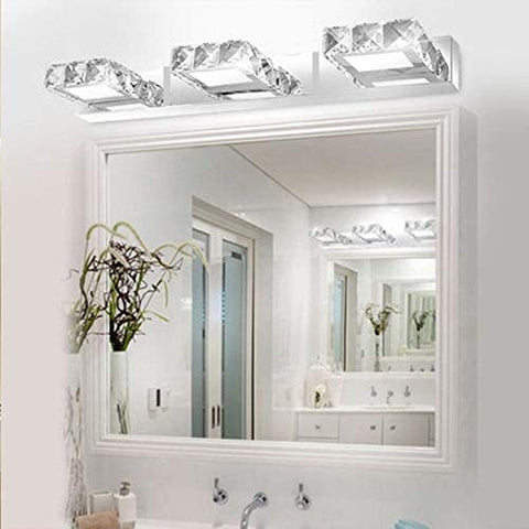 Aplique de Pared Faros Espejo de Cristal LED 3W 5500k Lámpara acrílica de Acero Inoxidable IP44 Impermeable y antivaho (Plata), 16x5cm