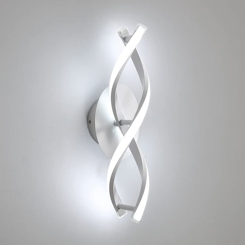 Aplique de pared interior, lámpara de pared moderna LED 16W 1800LM, blanco frío 6500k, luces de pared de diseño curvo para dormitorio escaleras sala de estar