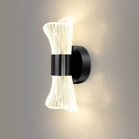 Lámpara de pared interior LED regulable, lámpara de pared LED moderna de 12 W, diseño creativo, iluminación acrílica, lámpara de pared para sala de estar, pasillo, dormitorio, escaleras, negro