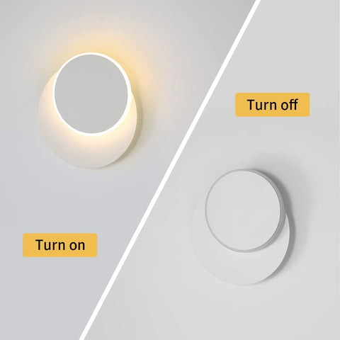 Apliques de Pared para Interiores 12W Blanco, Aplique de Pared LED Moderno, Eclipse Creativo 2 en 1, Giratorio 360 3000K Blanco Cálido, Luz de Iluminación para Sala de Estar, Escalera, Dormitorio