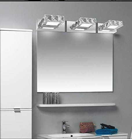 Aplique de Pared Faros Espejo de Cristal LED 3W 5500k Lámpara acrílica de Acero Inoxidable IP44 Impermeable y antivaho (Plata), 16x5cm