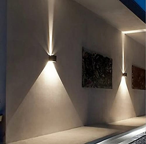 Paquete de 2 luces de pared LED para exteriores, 12 W, luces de pared para interiores con ángulo ajustable, iluminación de pared para exteriores, lámpara de pared moderna impermeable IP65 para sala de estar, dormitorio (negro) blanco cálido 3000 K