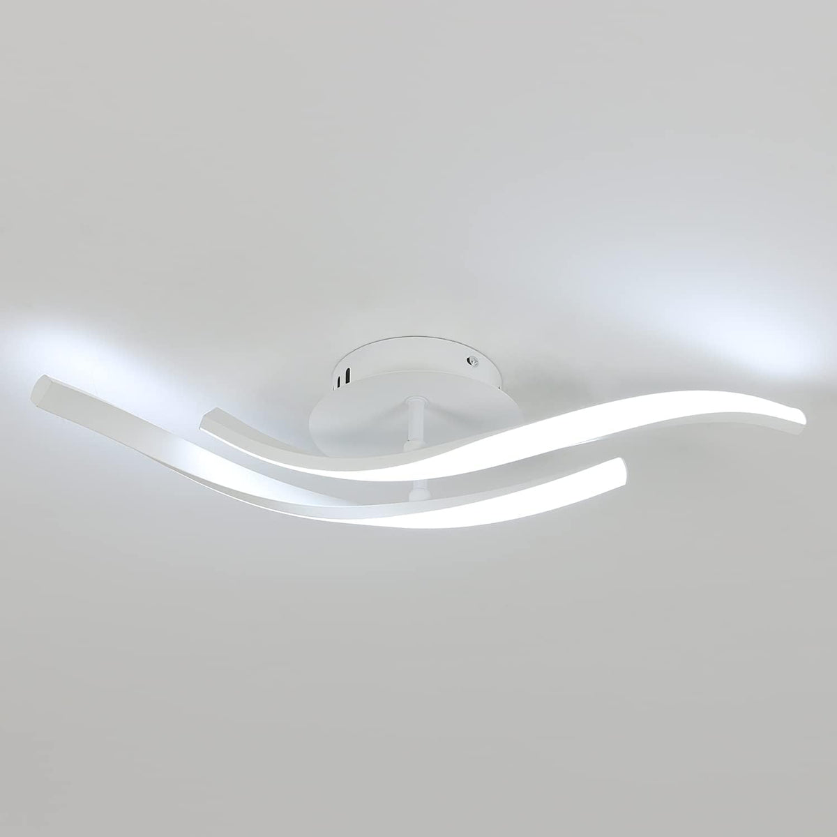 Lámpara de techo LED de diseño moderno, lámpara de techo con forma de onda de 6000K, color blanco frío, para sala de estar, dormitorio, comedor, oficina, color blanco