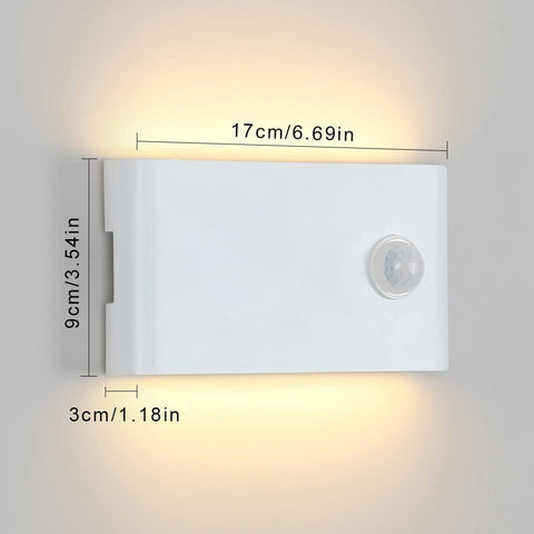 Lámpara de pared para exterior de 12 W con sensor de movimiento, lámpara de pared de aluminio para exterior/interior con diseño mate de artesanía blanca IP65, lámpara de pared acrílica para balcón, escaleras, jardín, garaje, 3000 K