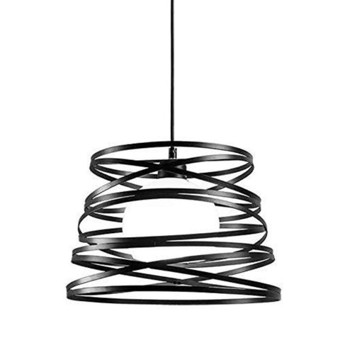 Lámpara Colgante Industrial Retro, Lámpara de Techo con Diseño Espiral Industrial Vintage Ø30cm, Lámpara de Techo de Metal E27 Decoración de Cuerda Ajustable, Negro (sin bombilla)
