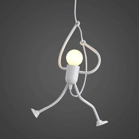Lámpara de araña creativa moderna y encantadora blanca, diseño de dibujos animados de Iron Man, lámpara elegante para habitación de niños, mesita de noche, sala de estar, balcón, estudio