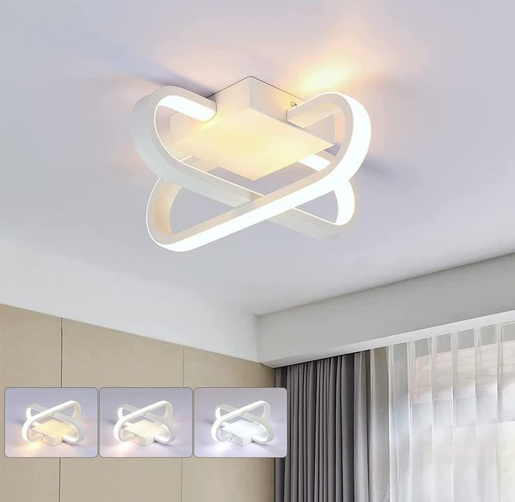 Plafonnier LED Dimmable,18W Personnalité LED Lampe Plafonnier led 3 températures de Couleur Lampe de Plafond 3000K/6000K/4000K, Luminaire Plafonnier LED pour Salon, Chambre, Cuisine, Couloir, Entrées