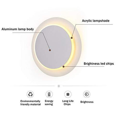 Luces de pared LED, lámpara de pared giratoria de 360 ​​grados, lámparas de noche, lámpara de pared Creative Eclipse 2 en 1 para escaleras de pasillo