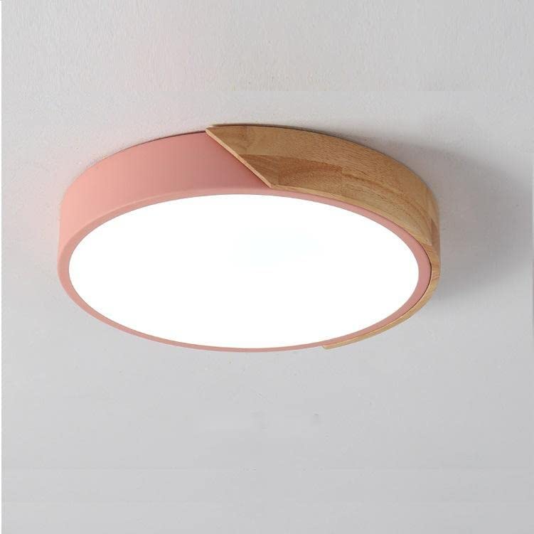 Lampa sufitowa LED, 24W Nowoczesna drewniana lampa sufitowa Okrągła Zimna biel 6000K Ø30*5CM Sypialnia, kuchnia, pokój dzienny, balkon i korytarz