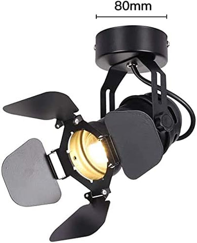 GOECO Lámpara de Techo Industrial Retro de Metal Negro, Foco de Techo LED, Aplique de Pared Interior Vintage Ajustable, Lámpara de Techo Retro Vintage E27 Focos de Techo para Bar, Cafetería, Sala de Estar