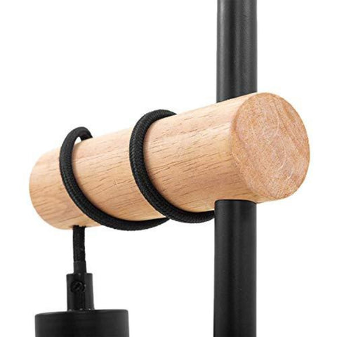 Lámpara de Mesa, Lámpara de Lectura de Diseño Retro, Madera y Metal, Iluminación de Oficina y Dormitorio, Lámpara de Noche, Para Bombilla LED E27 10W Máx.(Negro)