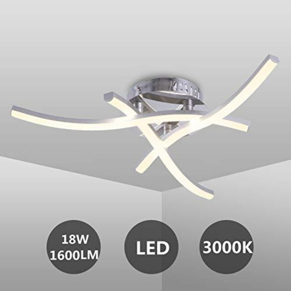 Lámpara de Techo LED de Diseño Moderno, Lámpara de Techo en Forma de Onda, Blanco Cálido 3000k, LED Integrados 18W 1.600Lm, Lámpara de Araña Moderna para Salón Dormitorio Comedor